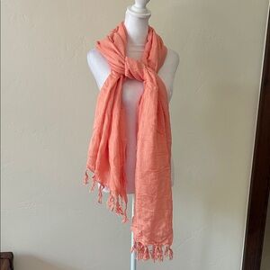 Banana Republic Coral/Peach Scarf with Fringe
